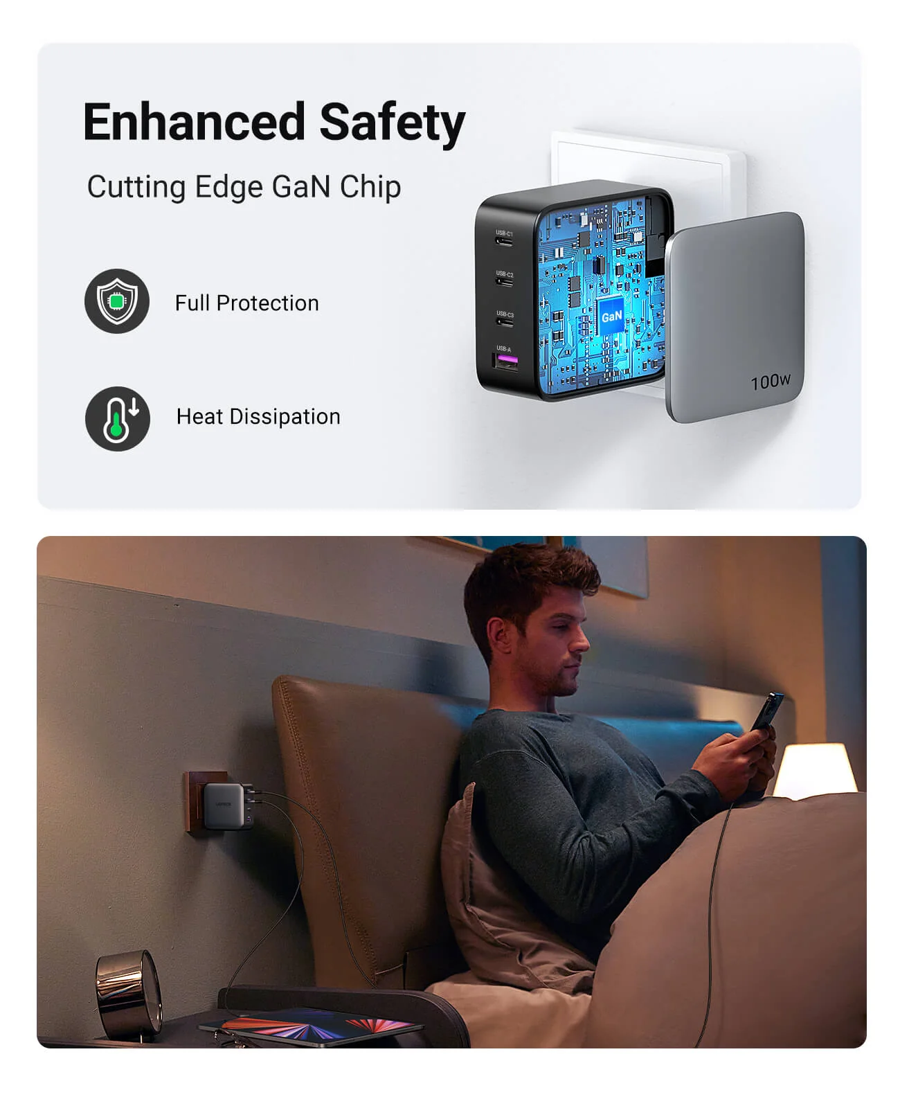 UGREEN Nexode 100W USB-C GaN Charger-4 Ports Wall Charger - Image 6