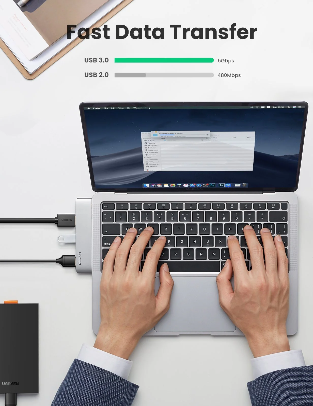 UGREEN 5-in-2 USB-C Hub for MacBook Pro/Air - Image 5