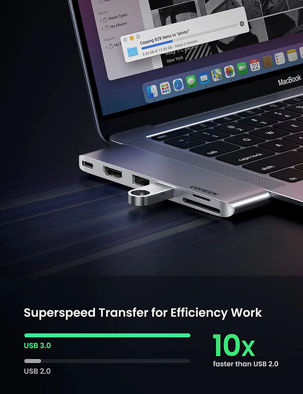 UGREEN 6-in-2 USB-C Hub for MacBook Pro - Image 3