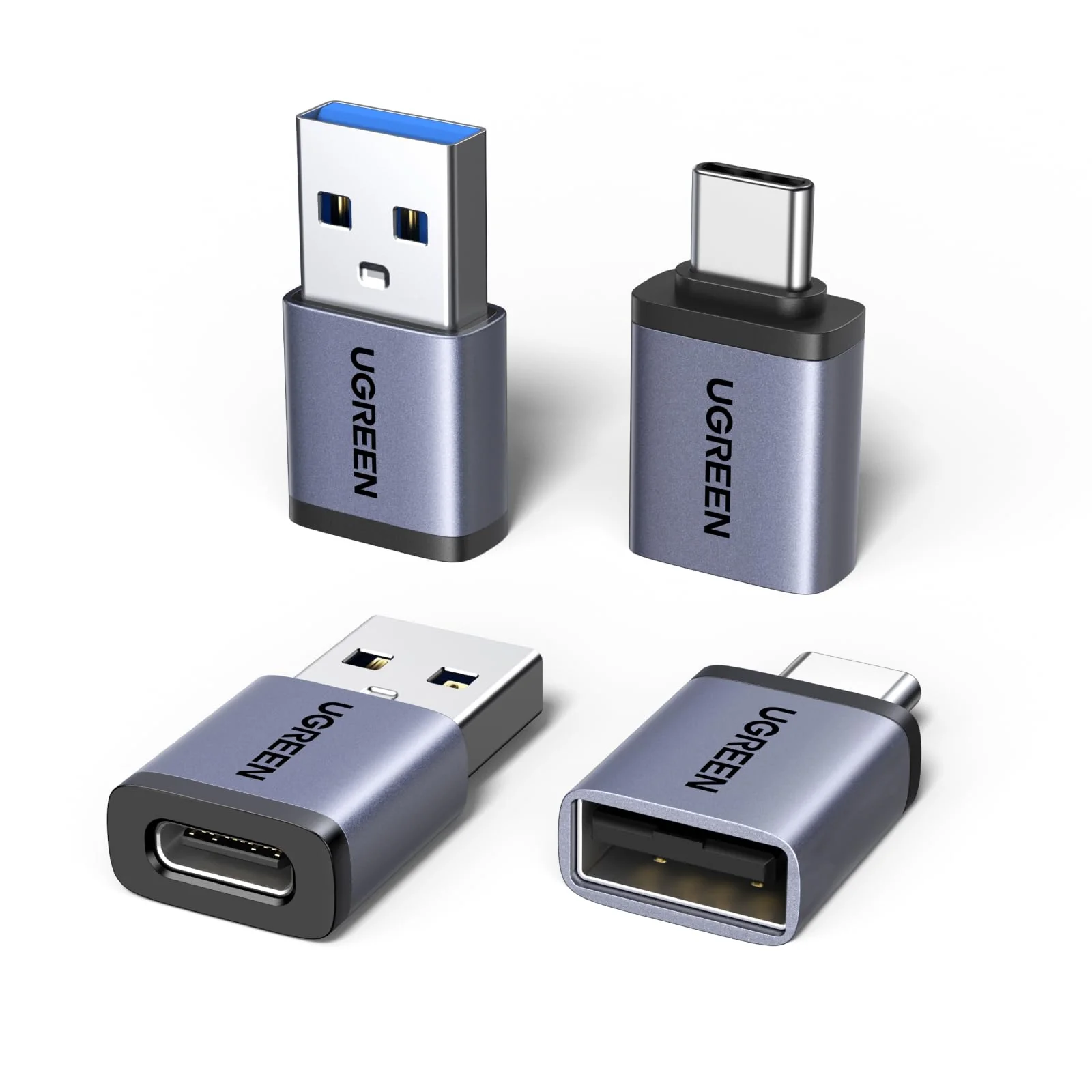 UGREEN USB to USB C Adapter & USB C to USB Adapter Combo 4-Pack, 10Gbps Type-C Converter, Car Charger Compatible with MacBook Pro, iPad Mac mini, iPhone 17/16, Galaxy, PC/Laptop, Hard Drive Enclosure