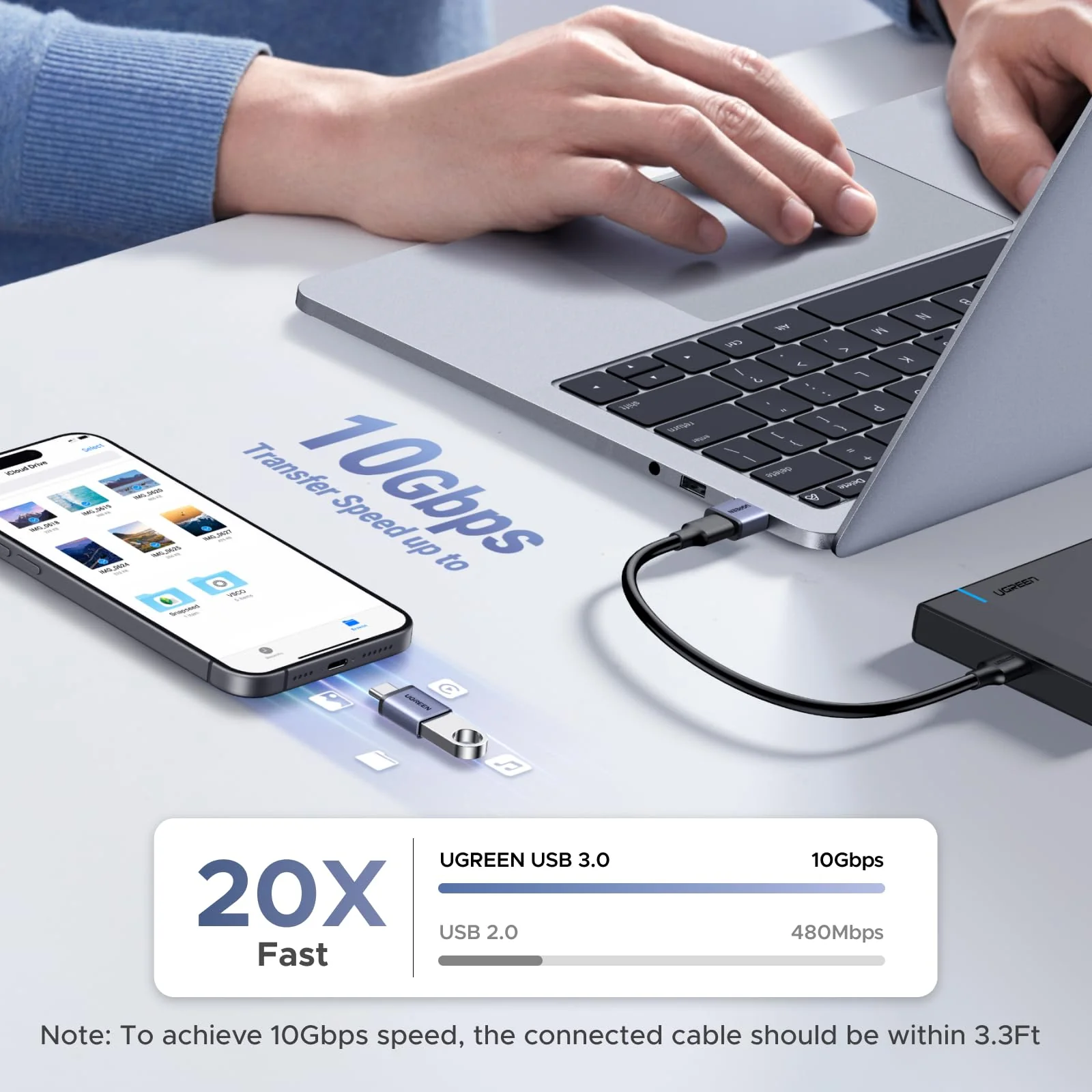 UGREEN USB to USB C Adapter & USB C to USB Adapter Combo 4-Pack, 10Gbps Type-C Converter, Car Charger Compatible with MacBook Pro, iPad Mac mini, iPhone 17/16, Galaxy, PC/Laptop, Hard Drive Enclosure - Image 2