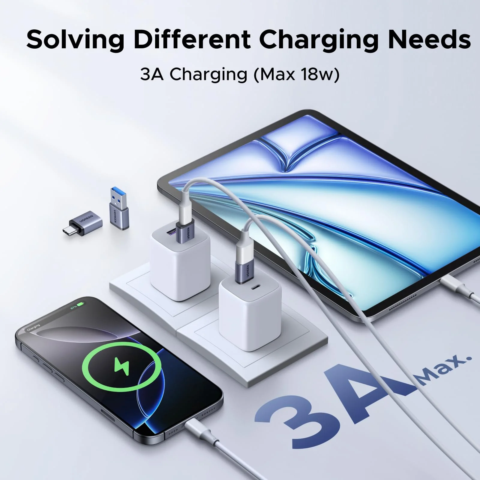 UGREEN USB to USB C Adapter & USB C to USB Adapter Combo 4-Pack, 10Gbps Type-C Converter, Car Charger Compatible with MacBook Pro, iPad Mac mini, iPhone 17/16, Galaxy, PC/Laptop, Hard Drive Enclosure - Image 8