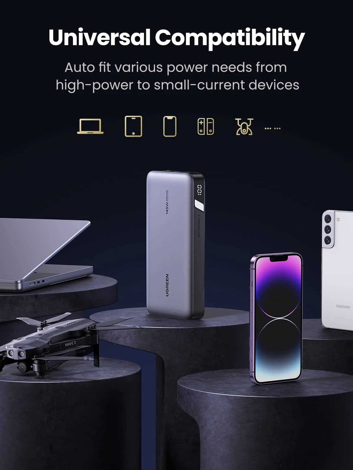 UGREEN 145W | 25000mAh Power Bank for Laptop-3 Ports Power Bank - Image 6