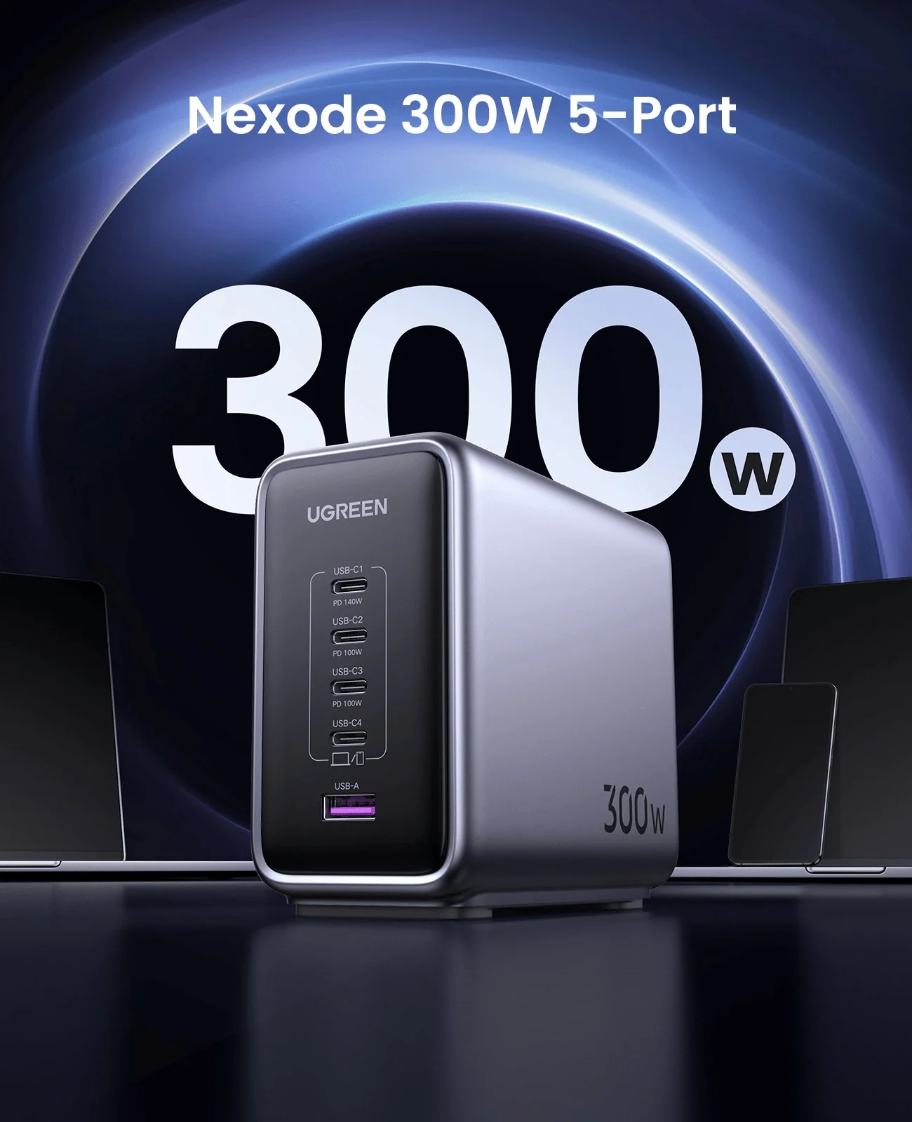 UGREEN Nexode 300W USB-C GaN Charger 5 Ports - Image 3