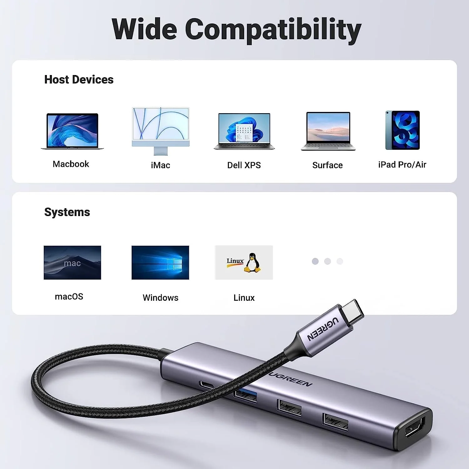 UGREEN Revodok 5 in 1 USB C HubMultiport Adapter 4K HDMI - Image 3