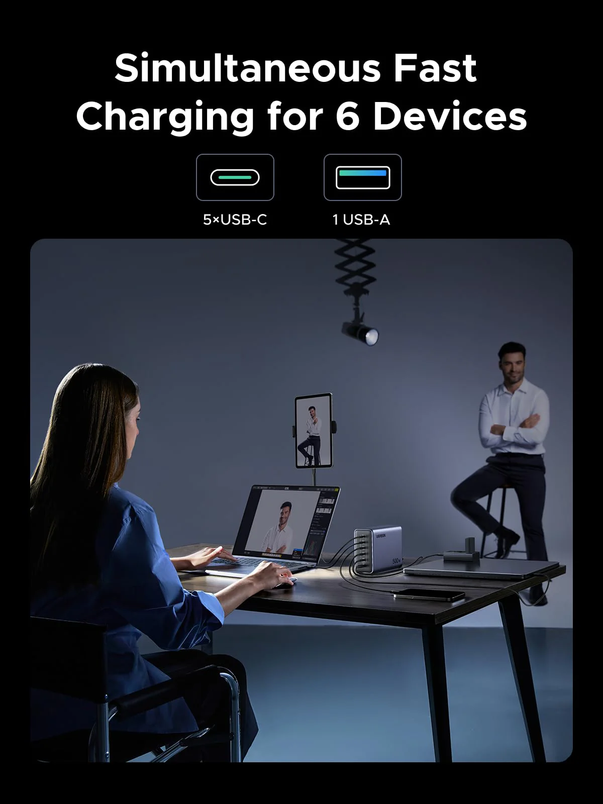 500W USB-C GaN Charger - Fast Charging Hub for Workspaces - Image 3