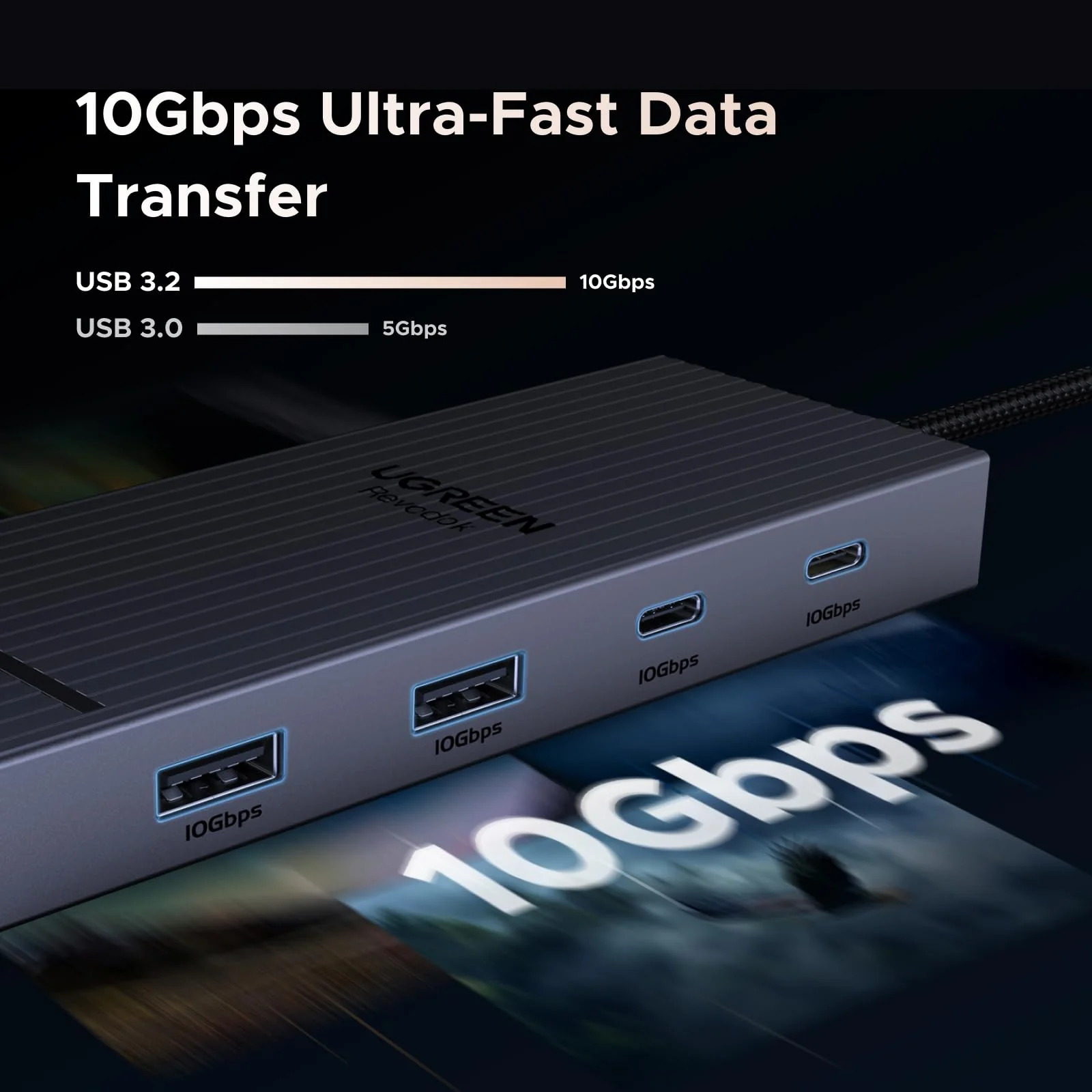 UGREEN Revodok Pro 207 7 in 1 USB C Docking Station Dual 4K HDMI 100W PD 10Gbps - Image 4