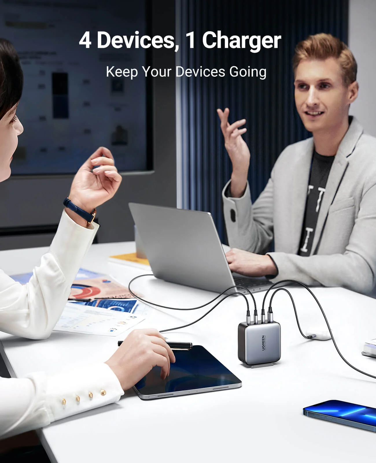 UGREEN Nexode 100W USB-C 4-Port Charger and 100W USB-C Cable - Image 4