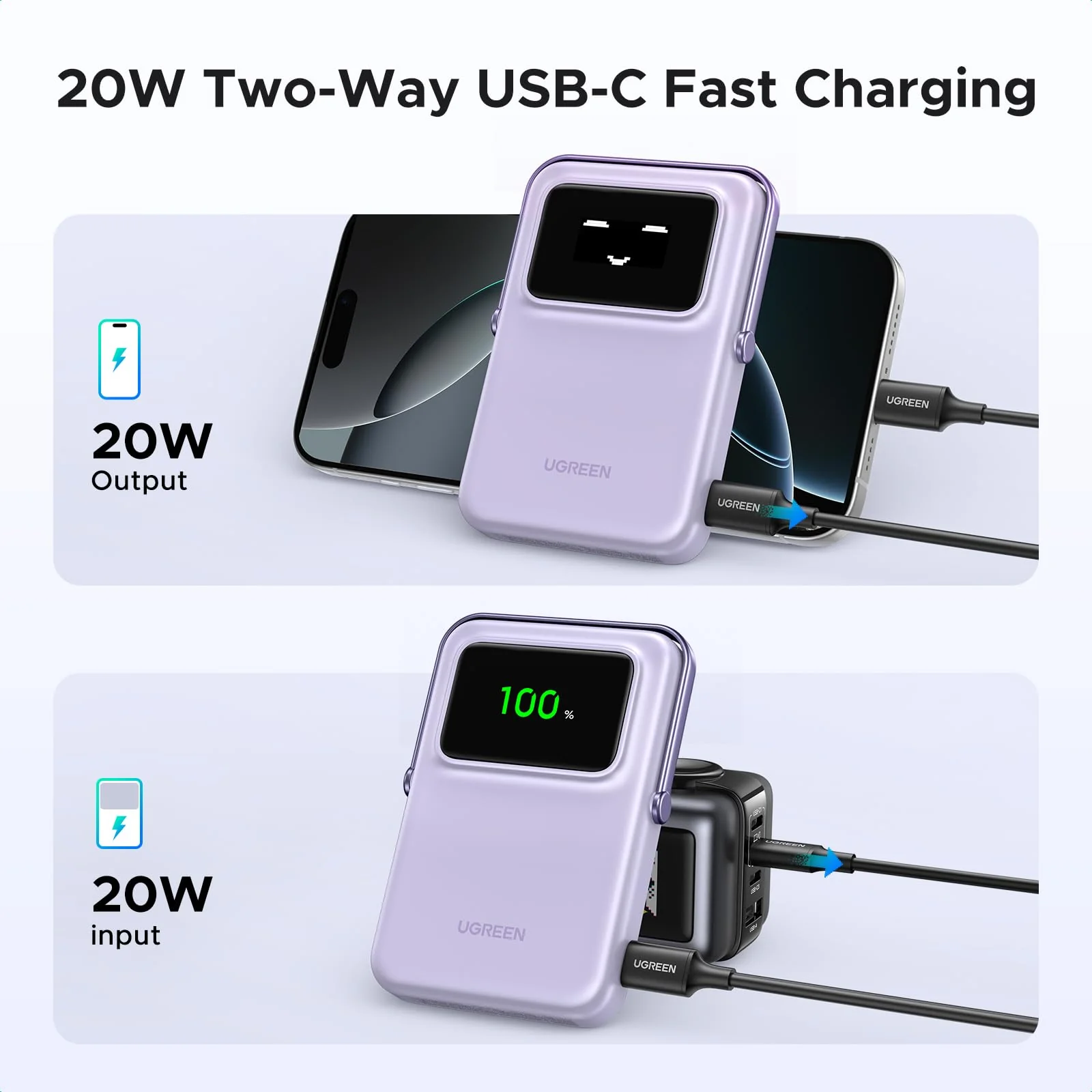 UGREEN Uno Magnetic Wireless Power Bank 10000mAh 15W Purple - Image 5
